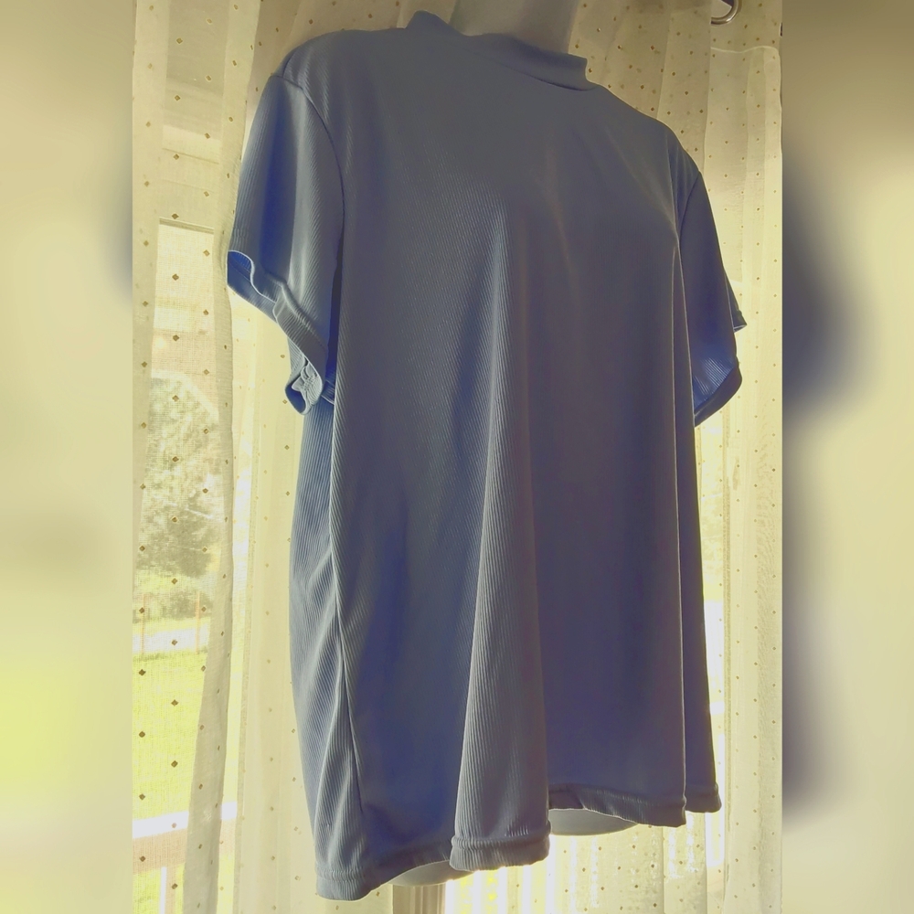 JUST BE - Plus Size 3X Womens Lavender Ribbed Short Sleeve Mock Turtle Neck
